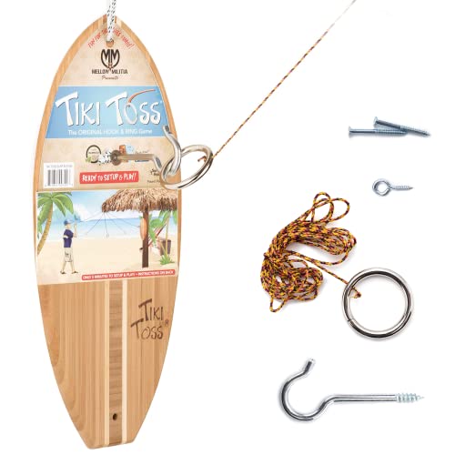 Tiki Toss Ring Toss Game for Adults – 13 Inch Surfboard Edition - Hook and Ring Game for Outdoor & Indoor Use, Gift for Husband, dad, College Boys