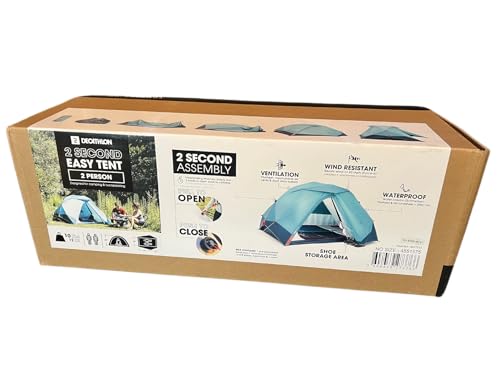 Decathlon Quechua, 2 Second Easy Waterproof Pop up 43.3 inches, 2 Person Camping Tent, 9.6 lbs (Sleeping Area Dimensions: 80.7' X 57.1)