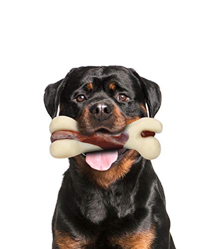 Tikaton Dog Chew Toys for Aggressive Chewers, Beef Flavor Durable Teething Bones for Large/Medium/Small Puppies