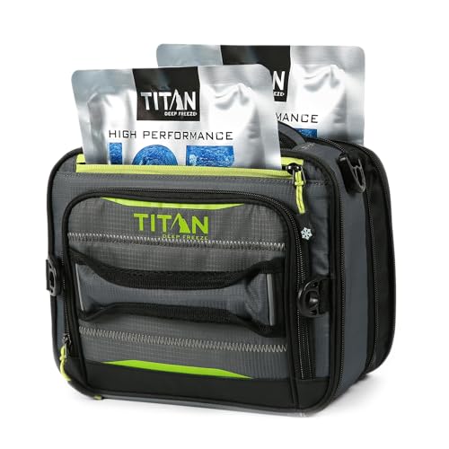 Arctic Zone Titan Deep Freeze Fridge Cold Expandable Insulated Horizontal Lunch Pack with 2X 250g High Performance Ice Walls, Grey