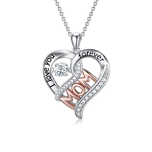 POTOPYY Christmas Gifts for Mom Sterling Silver Mom Necklace Mother Pendant April Birthstone Jewelry Birthday Gifts for Women Grandma