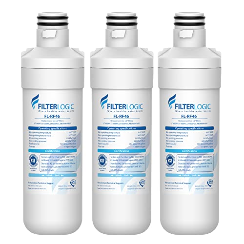 Filterlogic LT1000PC ADQ747935 MDJ64844601 Refrigerator Water Filter, Replacement for LG LT1000P/PC/PCS, LFXS26596S, LFXS28596S, LFXC22526S, ADQ74793501, ADQ74793502, Kenmore 46-9980, 3 Filters