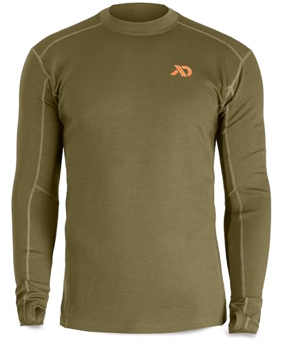 First Lite Men's Kiln Long Sleeve Crew Shirt - Merino Wool Fleece Hunting Base Layer - Conifer - Large