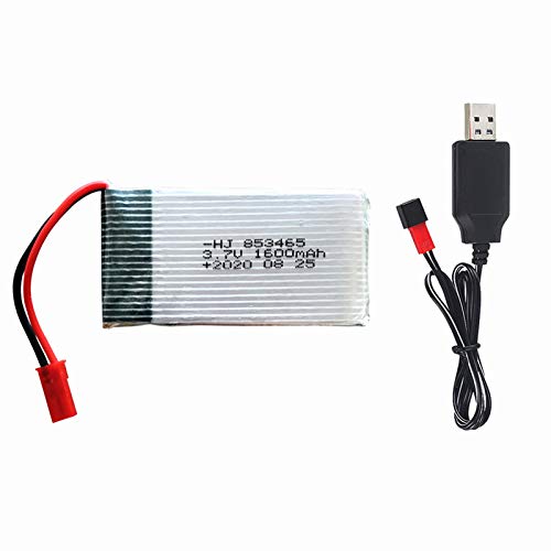 3.7V 1600mAh Lipo Battery with JST Connector for JJRC A6 RC Quadcopter Drone Batteries with USB Charger