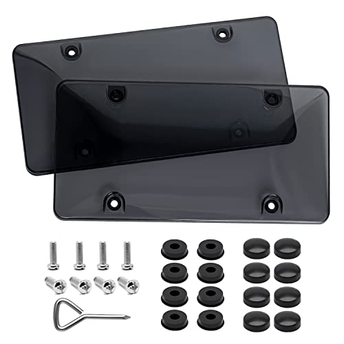 EWBN,2 Pcs License Plates Cover Black Unbreakable Dark Design,Fits All Standard 6x12 Inches License Plates,Protect Your Front & Back License Plates