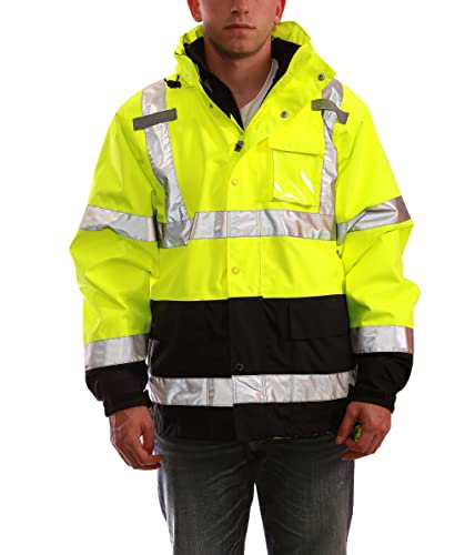 Tingley J24172.XL Icon 3.1 Jacket With Phase 1 Black Fleece Liner, Attached Hood, Extra-Large, High Visibility Fluorescent Yellow-Green-Phase 1 Black