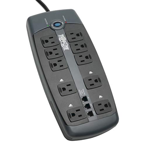 Tripp Lite TLP1008TEL 10 Outlet Surge Protector Power Strip, 8ft Cord, Tel/DSL Protection, RJ11, & Dollar 150,000 Insurance Silver
