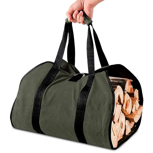 Waxed Wood Carrier for Firewood - 39.4x18.5 inches Fireplace Log Holder Log Carrier for Firewood Fireplace Wood Holder Indoor Fire Log Holder - Firewood Carrier Canvas Log Holders For Firewood Outdoor