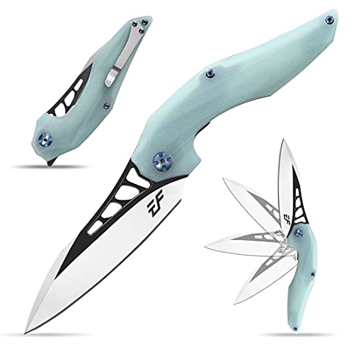Eafengrow EF226 Folding Knives D2 Blade and G10 Handle Knife Outdoor Camping Hiking EDC Tools (Jade)