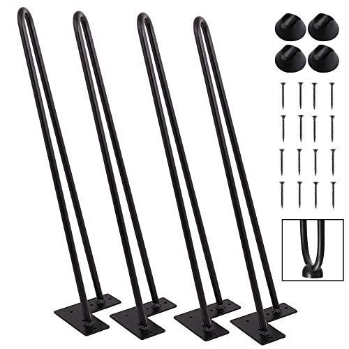 Tengchang 22 Inch Hairpin Legs, Heavy Duty Black Metal Furniture Table Legs, Set of 4