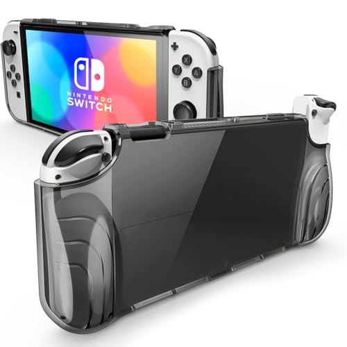 Mumba Case for Nintendo Switch OLED 2021, [Thunderbolt Series] Protective Clear Cover with TPU Grip Compatible with Nintendo New Switch OLED 7 Inch Console and Joy-Con Controller (FrostBlack)