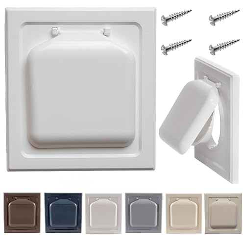 NO-PEST VENT, Dual Door Dryer Vent Cover Outdoor 4 inch Kit, Dryer Vent Cover, Dryer Vent Duct Tube & Trim Ring, Outdoor Dryer Vent Cover Made in USA w Highest UV Resistant Plastic in any Vent Cover