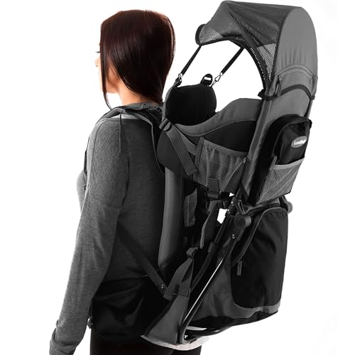 Luvdbaby Hiking Baby Carrier Backpack - Comfortable Baby Backpack Carrier - Toddler Hiking Backpack Carrier - Child Carrier Backpack System with Diaper Change Pad, Insulated Pocket + Rain and Sun Hood