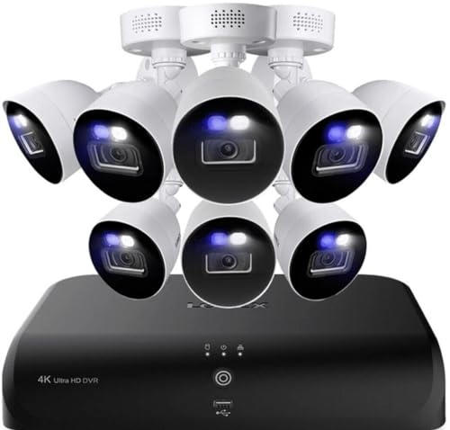 Lorex 4K 12 Camera Capable (8 Wired and 4 Fusion Wi-Fi) 2TB Wired DVR System with 8 Smart Deterrence Cameras
