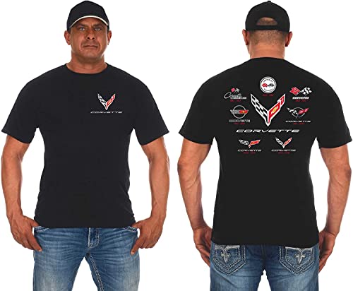 JH DESIGN GROUP Mens Corvette T-Shirt C8 C7 C6 C5 C4 C3 C2 C1 Collage Shirt (US, Alpha, Large, Regular, Regular, Black)