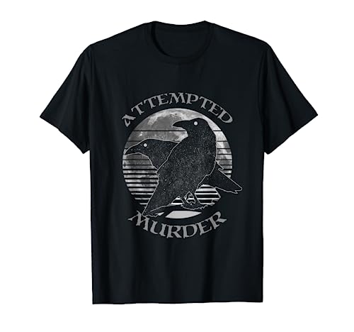 Raven Crow Attempted Murder Retro Moon Wiccan Pagan Gift T-Shirt