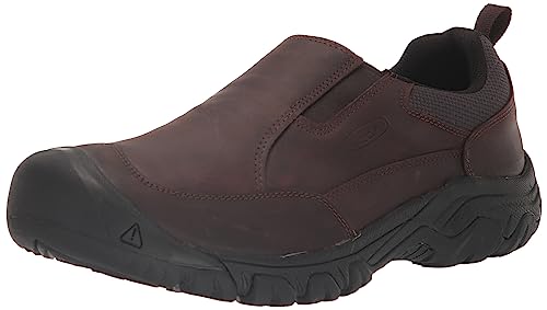 KEEN Men's Targhee 3 Slip On Comfortable Casual Leather Mules, Dark Earth/Mulch, 12 US