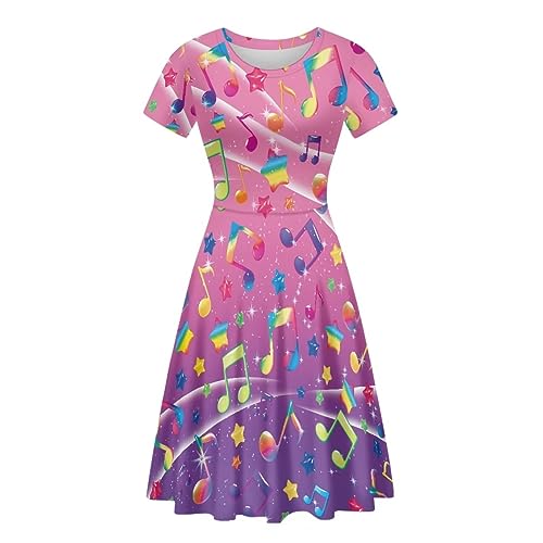 Binienty Colorful Music Note Party Dress Costume,Casual Midi Dresses for Women Plus Size S-4XL
