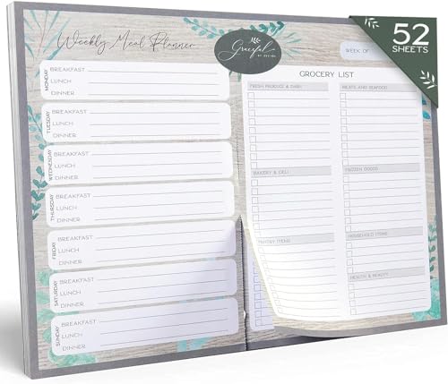 Graceful By Design Weekly Meal Planner and Grocery List Magnet Pad For Fridge or Wall - Weekly Menu Board For Kitchen and Meal Planner Magnetic with Tear-Off Grocery List Notepad - 8.5' x 11'