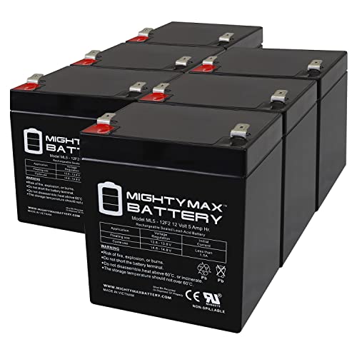 Mighty Max Battery 12V 5Ah F2 SLA Replacement Battery for Exide Prestige 2000-6 Pack