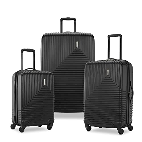 American Tourister Groove Hardside Luggage with Spinner Wheels, Black, 3-Piece Set (Carry On, Medium, Large)
