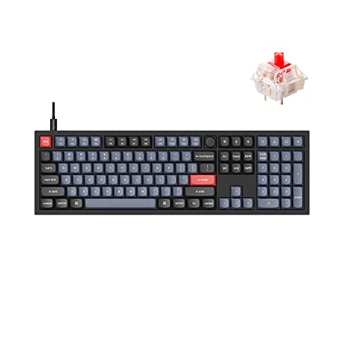 Keychron Q6 Wired Custom Mechanical Keyboard Knob Version, Full-Size QMK/VIA Programmable Macro with Hot-swappable Gateron G Pro Red Switch Double Gasket Compatible with Mac Windows Linux (Black)