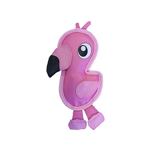 Outward Hound Fire Biterz Flamingo Plush Firehouse Material Interactive Dog Toy, Small