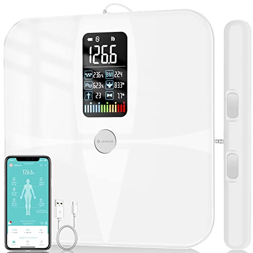 Scales for Body Weight and Fat, Lepulse 8 Electrode Smart Body Fat Scale, Large Display BMI Digital Weight Scale, Full Body Composition Analyzer with Report, Accurate Bathroom Scale for Weight Muscle
