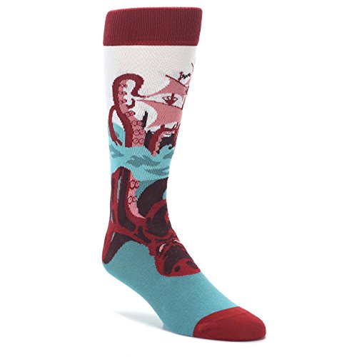 Statement Sockwear Maroon Kraken Octopus Men's Dress Socks