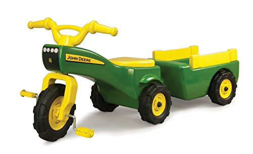TOMY John Deere Pedal Tricycle and Wagon Set - John Deere Ride On Tractor for Kids - Officially Licensed John Deere Tractor Toys - 18 Months and Up, Green