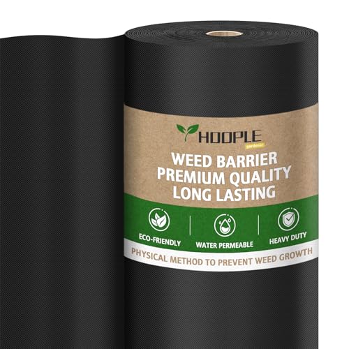HOOPLE Premium Non-Woven Weed Barrier Landscape Fabric Durable & Heavy-Duty Weed Block, Easy Setup & Superior Weed Control (3 * 180FT)