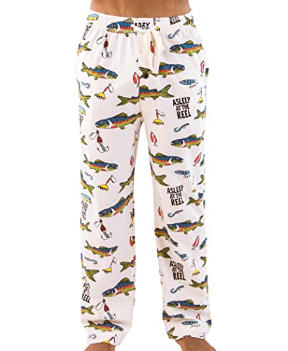 Lazy One Animal Pajama Pants for Men, Men's Separate Bottoms, Lounge Pants, Fishing, Outdoors (Asleep at The Reel, X-Small)