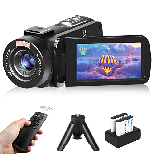 VETEK Video Camera Camcorder, 1080P 24MP Vlogging Camera for YouTube with Infrared Night Vision, 18X Digital Zoom, 3.0“ LCD Screen Digital Camera, Video Recorder with Remote Control and 2 Batteries
