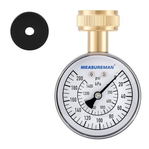 MEASUREMAN 2-1/2' Water Pressure Test Gauge, 3/4' Female Hose Thread, 0-200 psi/kpa