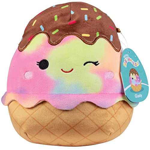 Squishmallows 8' Glady The Rainbow Ice Cream - Officially Licensed Kellytoy Plush - Collectible Soft & Squishy Stuffed Animal Toy - Add Glady to Your Squad - Gift for Kids, Girls & Boys - 8 Inch