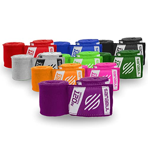 Sanabul Elastic 120 Inch Boxing Hand Wraps | Kickboxing Handwraps for Boxing Gloves for Men, Women, and Kids | Muay Thai MMA Hand Wraps | Purple