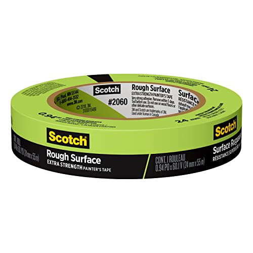 Scotch Rough Surface Extra Strength Painter's Tape, Green, Tape Protects Surfaces and Removes Easily, Rough Surface Painting Tape for Indoor and Outdoor Use, 0.94 Inches x 60.1 Yards, 1 Roll