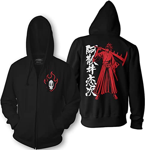 Ripple Junction Bleach Renji Soul Reaper Symbol Adult Zip Hoodie Medium Black