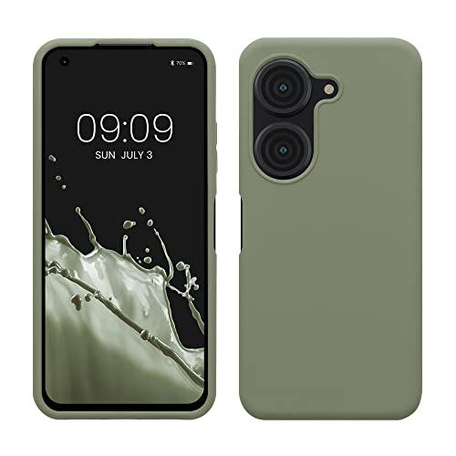 kwmobile Case Compatible with ASUS Zenfone 9 (2022) Case - TPU Silicone Phone Cover with Soft Finish - Gray Green
