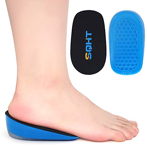 SQHT's Height Increase Insoles - Gel Shoe Heel Lift Inserts & Pads, Achilles Tendon Cushion Cups for Men and Women (Large (1.4' Height)) Blue&Black