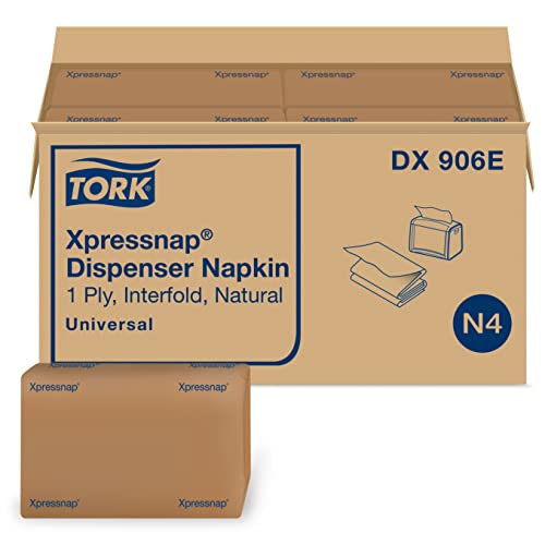 Tork Xpressnap Natural Dispenser Napkin N4, Universal, Interfold 1-ply, 13' x 8.5', 12 x 500 napkins, DX906E