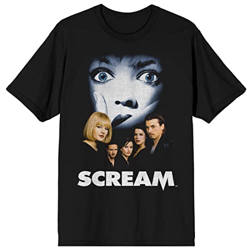 Bioworld Scream 1-3 Distressed Movie Poster Crew Neck Short Sleeve Women's Black T-Shirt-XL