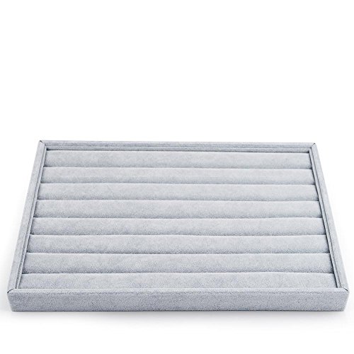 Oirlv Velvet 7 Slots Ring Earrings Studs Tray Showcase Display Jewelry Organizer