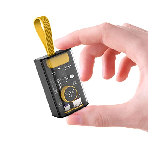 JYTIGV Portable Charger 10000mAh,22.5W Fast Charging Small Power Bank,Transparent External Battery Pack,External USB C Portable Phone Charge for iPhone iPad Samsung LG Android Cellphone(Black)