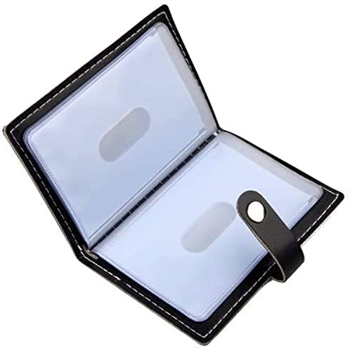 Karlling credit card holder wallet for women/man soft leather business card holder card case organizer bag with 20 card sleeves inside(Black)