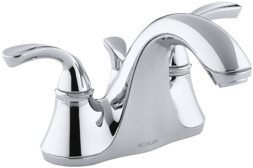 KOHLER 10270-4-CP Forte Centerset Bathroom Sink Faucet, Two Handle Bathroom Faucet with Pop-Up Drain, 1.2 GPM, Polished Chrome