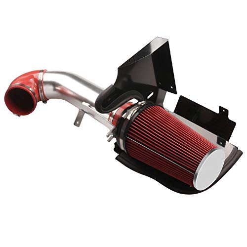 MooSun 4' Performance Cold Air Intake Kit With Filter For GMC Chevy Chevrolet 1999 2000 2001 2002 2003 2004 2005 2006 V8 4.8L/5.3L/6.0L (Red)