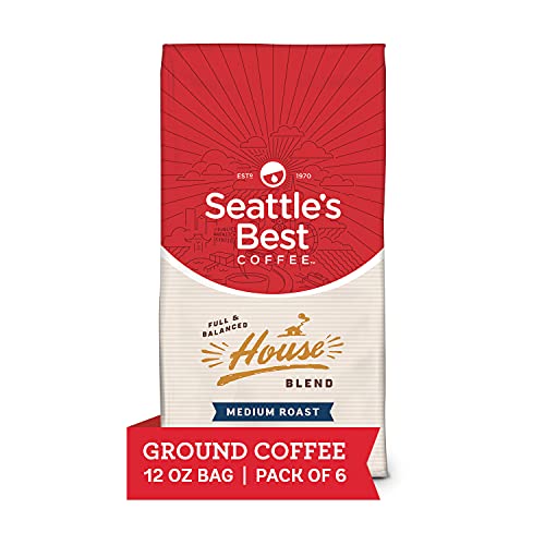 Seattle's Best Coffee House Blend Medium Roast Ground Coffee | 12 Ounce Bags (Pack of 6)