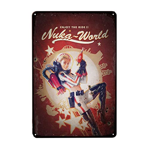 JODDA Retro Tin sign Nuka World Funny Vintage Decor For Home Bar Room Diner Garage Kitchen, Vintage Metal Signs Wall Decoration 8x12 Inches