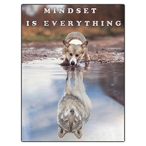 Mindset Is Everything Poster - Motivational Wall Art - Dog Wolf Print Paintings No Frame - Inspirational Posters Wall Decor for Office 12x16 inch